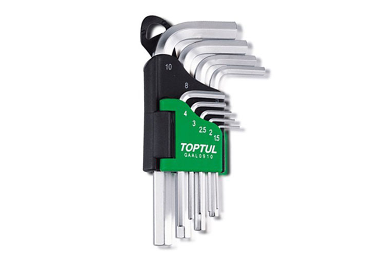 1.5-10mm Bộ lục giác đầu bằng ngắn 9 chi tiết Toptul GAAL0910
