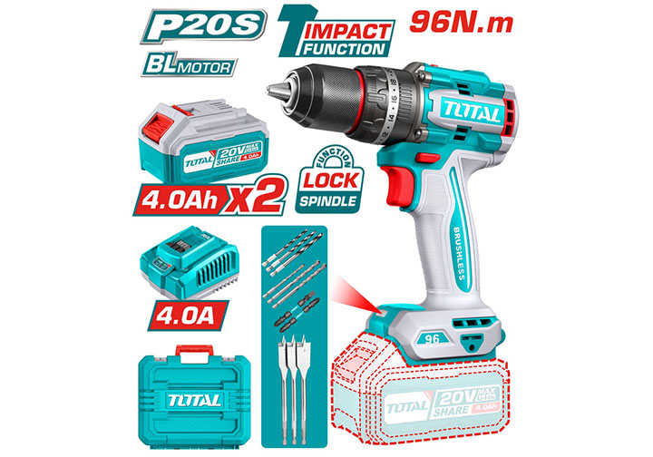 20V Máy khoan búa dùng pin 96Nm Total TIDLI20968