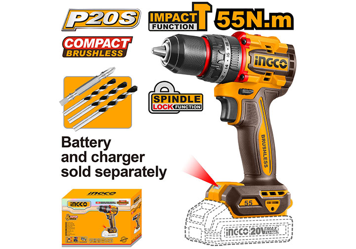20V Máy khoan búa dùng pin (chỉ thân máy) Ingco CIDLI205581