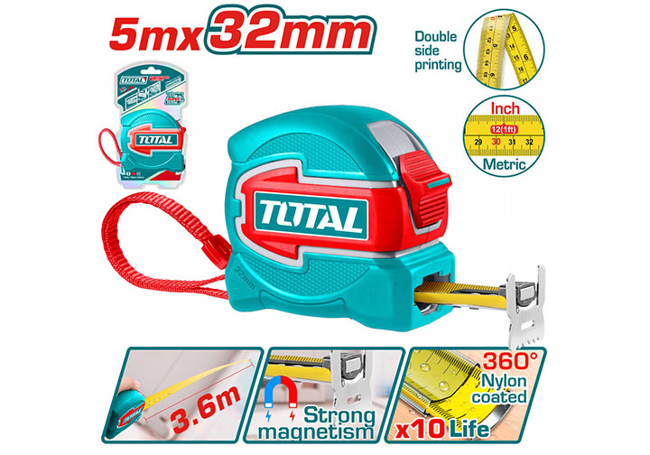 5m Thước cuộn thép hai mặt số (rộng 32mm) Total TMT80532