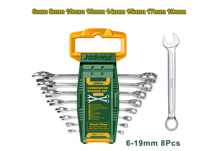 6-19mm Bộ cờ lê vòng miệng 8 chi tiết Jadever JDSP1208