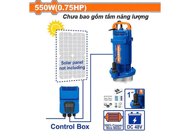 750W Máy bơm chìm nước sạch năng lượng mặt trời Wadfow WWPQDC03