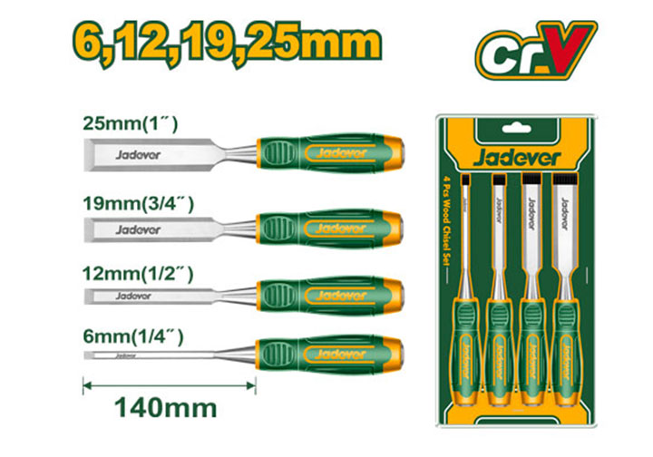 Bộ đục gỗ 4 chi tiết 6, 12, 19, 25mm Jadever JDWC2204