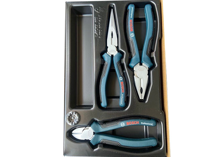 Bộ kìm điện, kìm cắt, kìm nhọn 3 chi tiết Bosch 1600A016BG