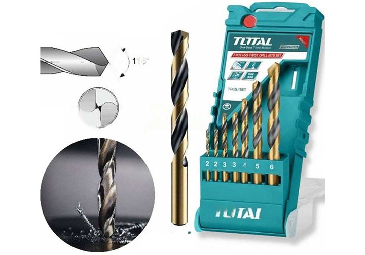 Bộ mũi khoan kim loại HSS 7 chi tiết Total TACSD0075