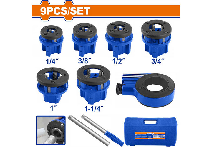 1/4"-1-1/4" Bộ ren ống hệ inch BSPT 9 chi tiết Wadfow WJK1D61